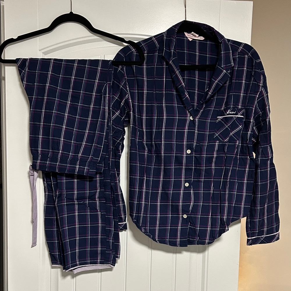 Victoria’s Secret Navy Plaid Pajama Set